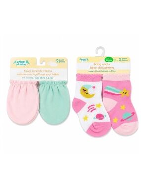 NWT Angel of Mine Bundle of 2 Baby Socks & Mittens NEW